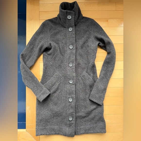 Marmot Maddie Long Wool Blend & Fleece Cardigan Sweater Jacket Size Medium Grey - Picture 2 of 9